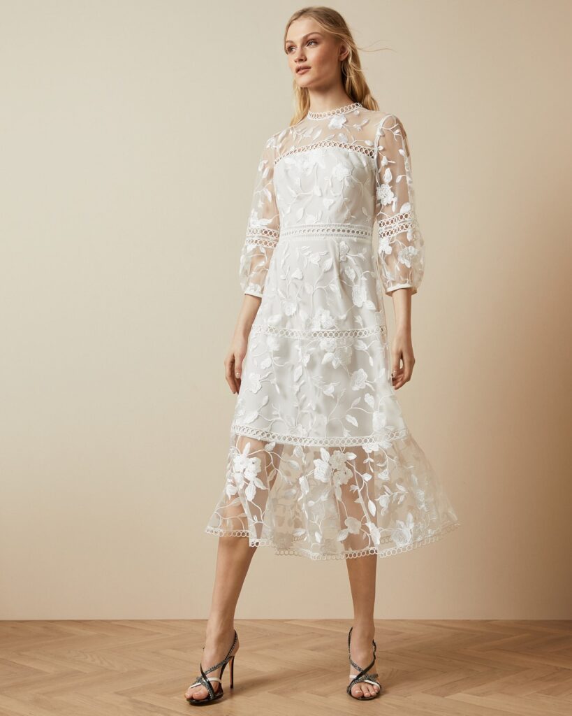 offwhite floral embroidery dress lace fabric