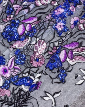 Luxury Haute Couture Fashion Colorful Floral Dress embroidery Sequins lace fabric