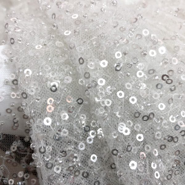 offwhite beaded Bridal wedding dress lace fabric