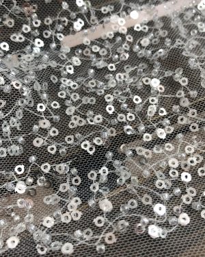 offwhite beaded Bridal wedding dress lace fabric