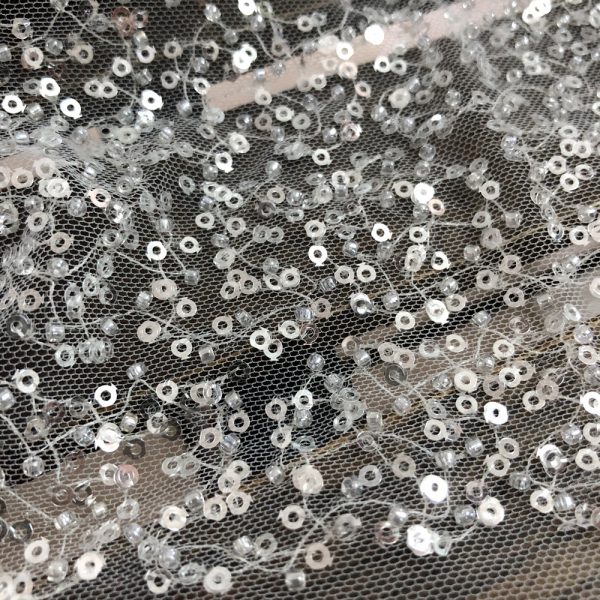 offwhite beaded Bridal wedding dress lace fabric
