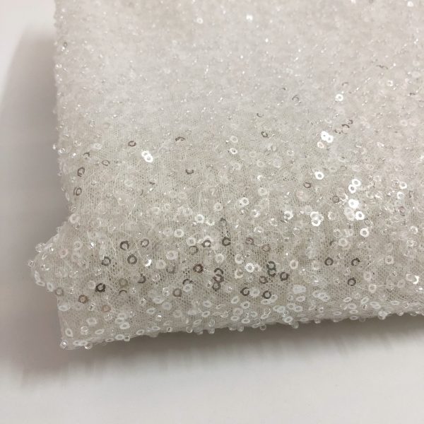 offwhite beaded Bridal wedding dress lace fabric