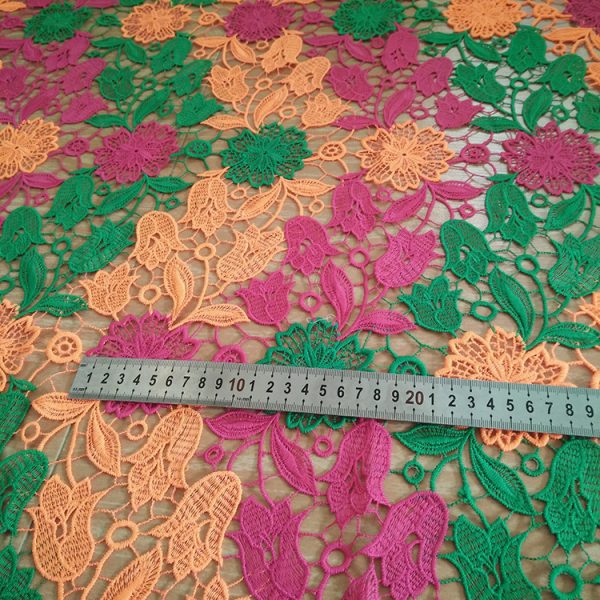 Colorful water soluble guipure dress lace fabric