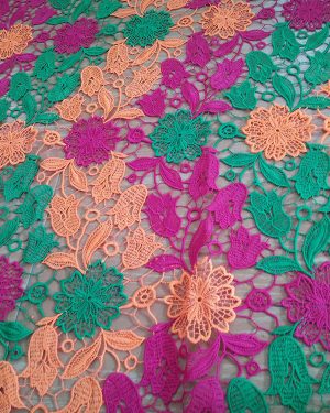 Colorful water soluble guipure dress lace fabric