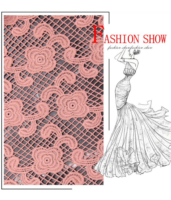 Peach water soluble dress lace fabrics