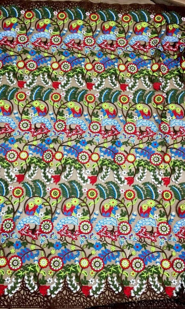 Baroque Colorful Sunflower Rainforest Embroidered Net Designer dress lace fabric
