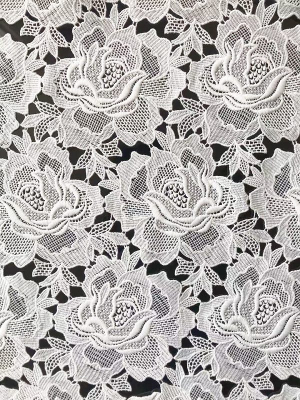 Offwhite Floral Embroidered Water Soluble Dresses Lace Fabric
