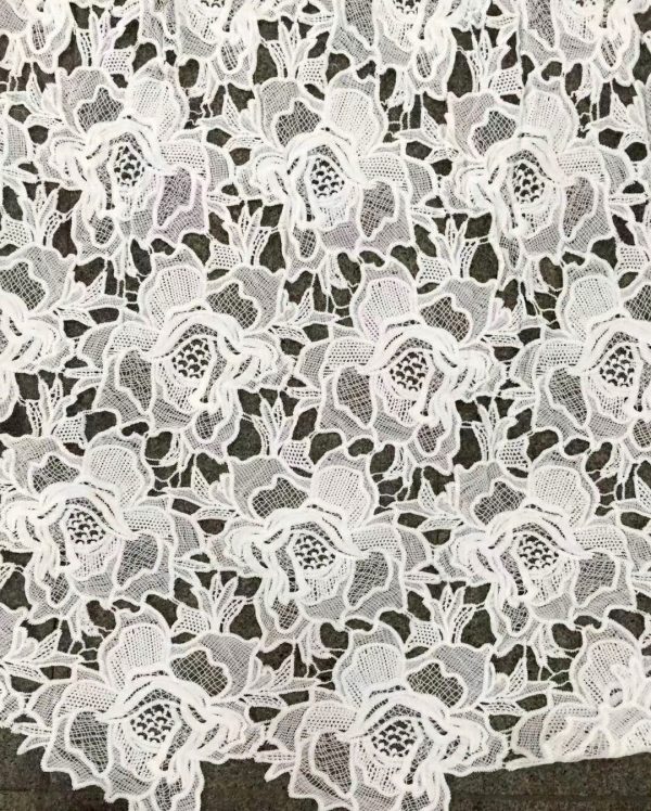 Offwhite Floral Embroidered Water Soluble Dresses Lace Fabric