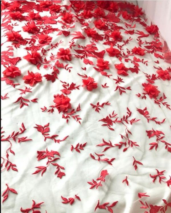 luxury 3D chiffon flower mesh bridal floral embroidery wedding fabric