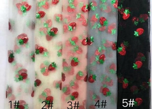Strawberry sequins mesh dress lace fabric