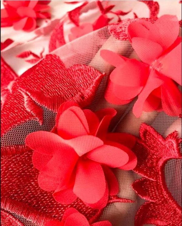 luxury 3D chiffon flower mesh bridal floral embroidery wedding fabric