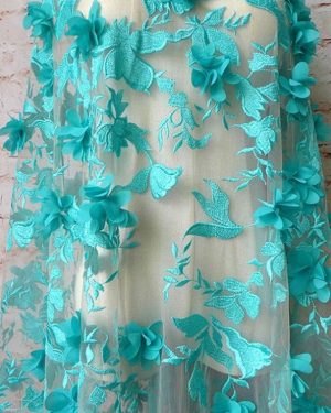 luxury 3D chiffon flower mesh bridal floral embroidery wedding fabric