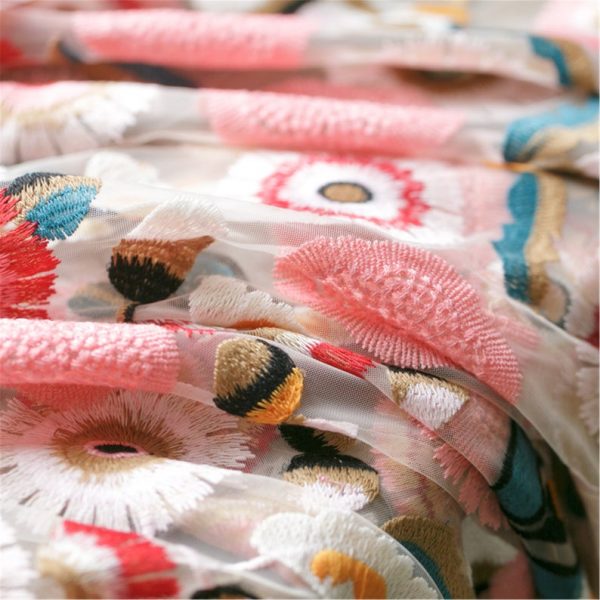 Colorful Embroidered Net Designer dress lace fabric