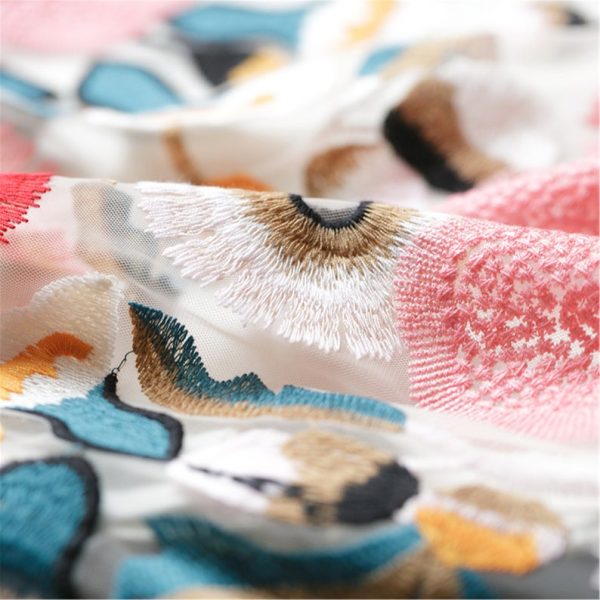 Colorful Embroidered Net Designer dress lace fabric