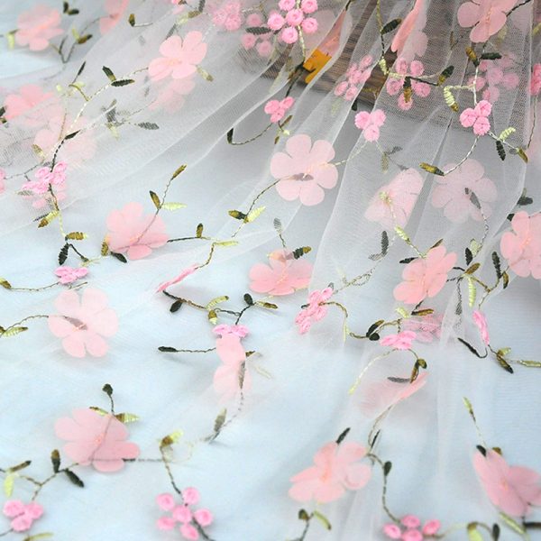 3d Flower Chiffon Embroidery Lace Dress Fabric