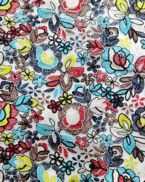 Multicolor Floral Embroidered Dresses Lace Fabric