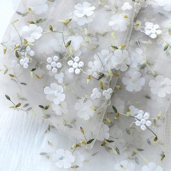 3d Flower Chiffon Embroidery Lace Dress Fabric
