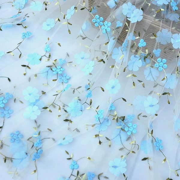 3d Flower Chiffon Embroidery Lace Dress Fabric