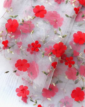 3d Flower Chiffon Embroidery Lace Dress Fabric