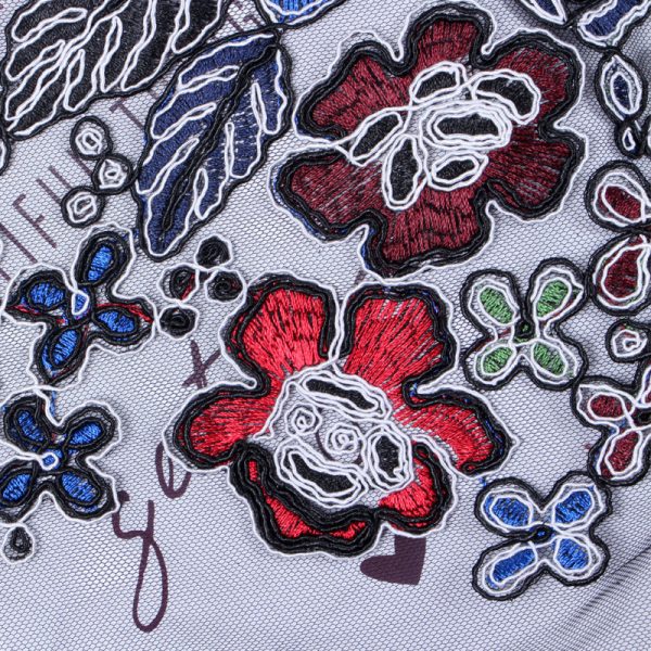 Multicolor Floral Embroidered Mesh Dresses Lace Fabric