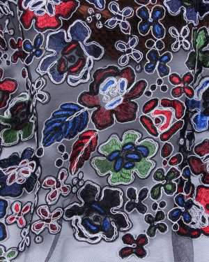 Multicolor Floral Embroidered Mesh Dresses Lace Fabric