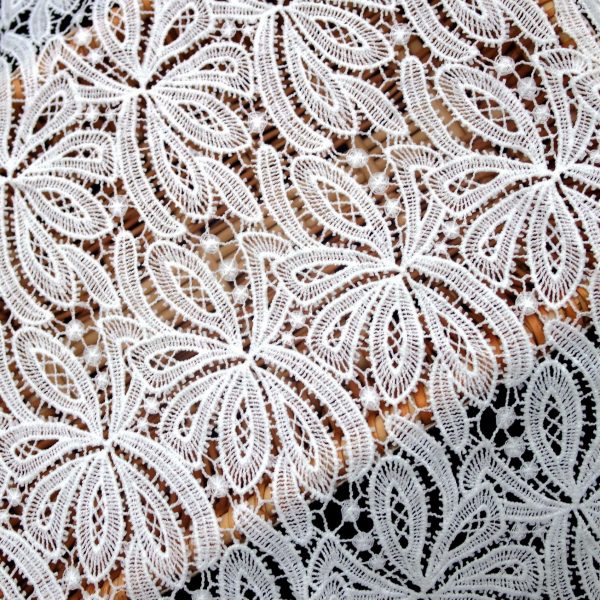 Offwhite Embroidered Water Soluble Bridal Dresses Guipure Lace Fabric
