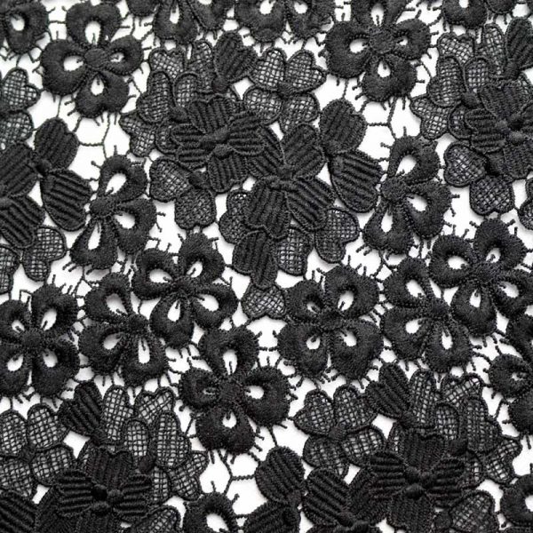 3D Sun Floral Embroidered Water Soluble Bridal Guipure Lace Fabric