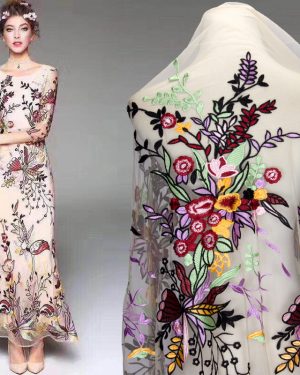 3d Floral Embroidered Designer Dress lace Fabric