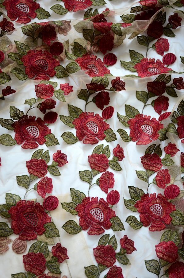 Floral Embroidery Haute Designer Lace Dress Fabric