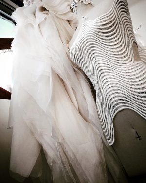 Pure white Haute Couture Designer Dress Guipure lace