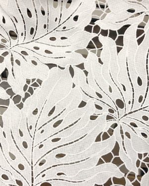 Offwhite Leaves Embroidered Water Soluble Dresses Guipure Lace Fabric