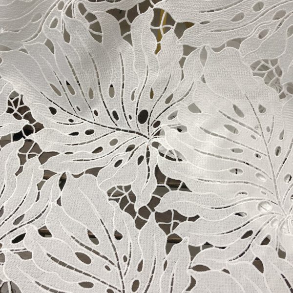 Offwhite Leaves Embroidered Water Soluble Dresses Guipure Lace Fabric