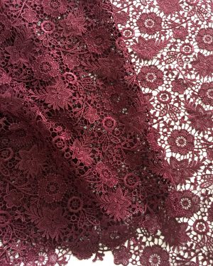 Maroon Water Soluble Dresses Guipure Lace Fabric