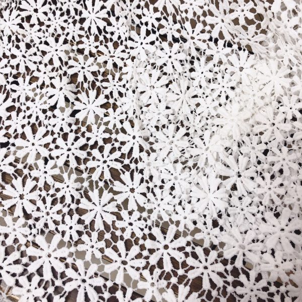 Offwhite Small Floral Embroidered Water Soluble Bridal Dresses Guipure Lace Fabric