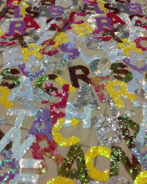 Colorful Letter Sequin Embroidery Mesh Sequin Dress Lace Fabric