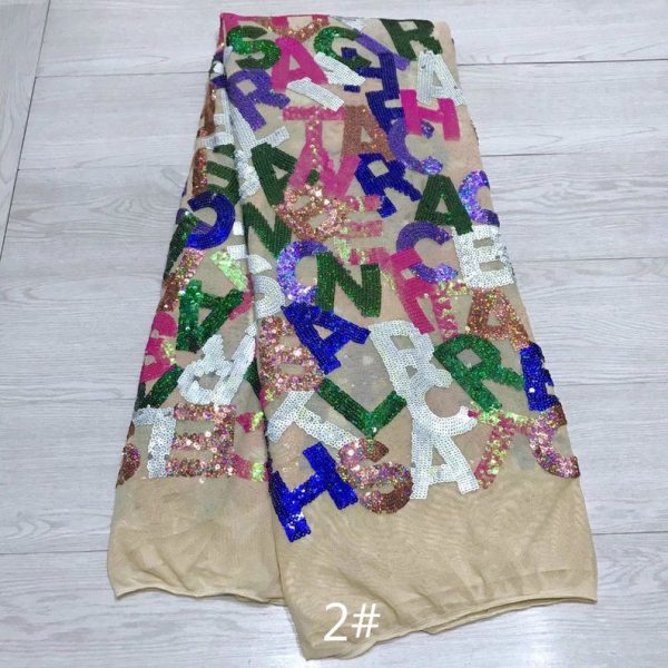 Colorful Letter Sequin Embroidery Mesh Sequin Dress Lace Fabric