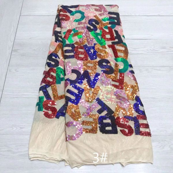 Colorful Letter Sequin Embroidery Mesh Sequin Dress Lace Fabric