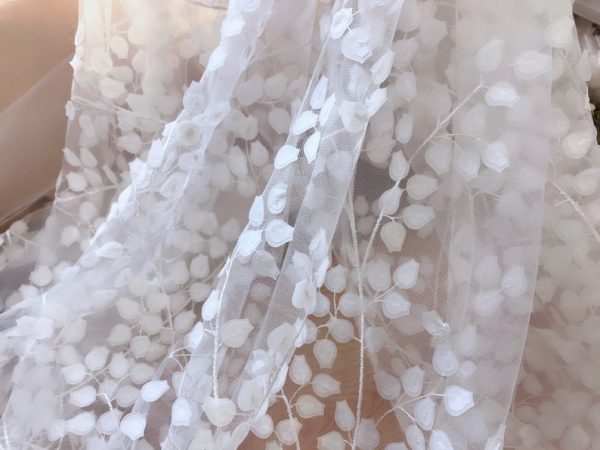 OffWhite 3D Floral Tulle Designer Dress Lace Fabric
