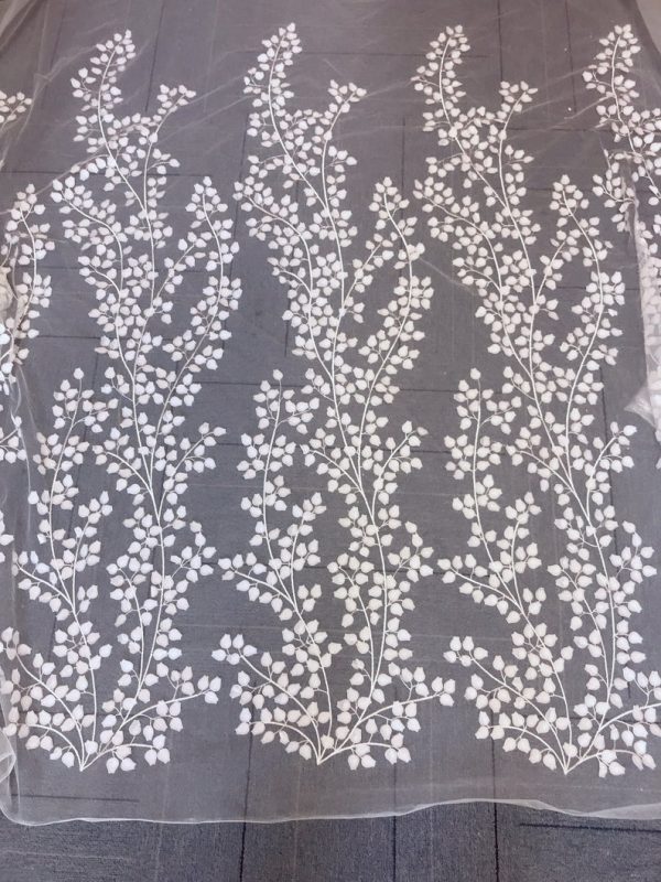 OffWhite 3D Floral Tulle Designer Dress Lace Fabric