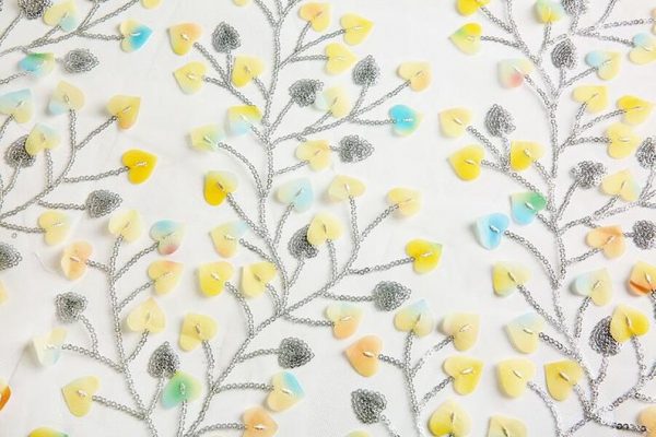 3d Floral leaves Embroidered Designer Dress lace Fabric