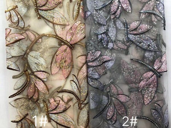 Colorful Dragonfly Embroidery Sequin Girl Dress Lace Fabric