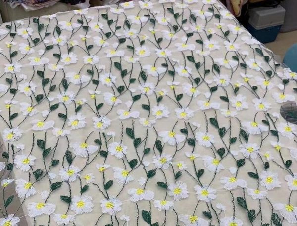 Colorful Floral Embroidery Girl Dress Lace Fabric