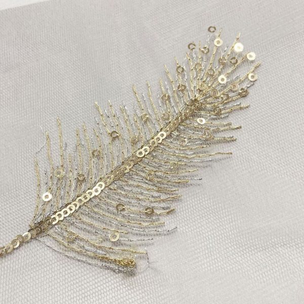 gold feather Elegant Soft children's dress lace embroidered mesh sequin lace fabric