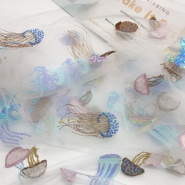 Elegant Soft Embroidered fairy children's Dress Sequin Mesh Fabric