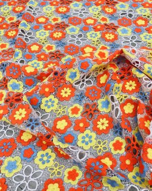 Multi-color Embroidered Chemical Water Soluble Fabric