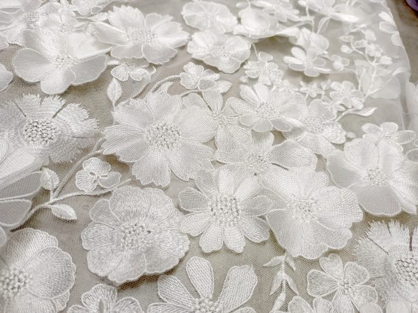 Oscar de la Renta 3D Floral embroidered Bridal Dress Fabric