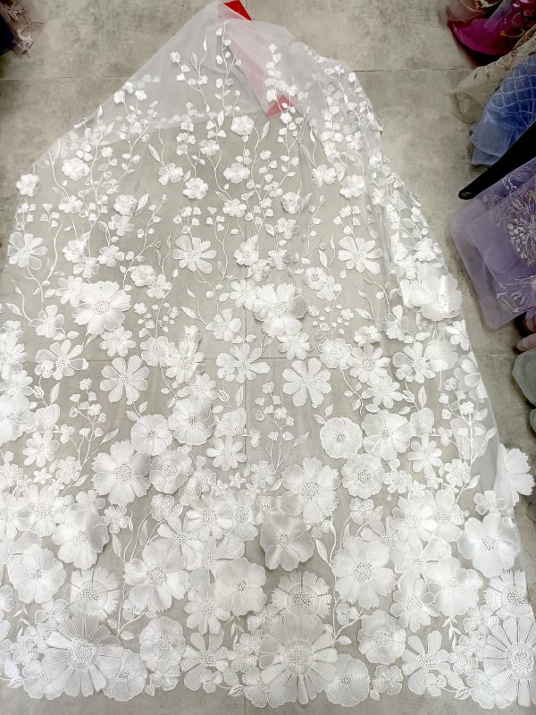 Oscar de la Renta 3D Floral embroidered Bridal Dress Fabric