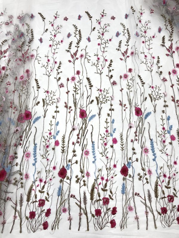 Multi-color Flower Tulle Floral Mesh Embroidery Fabric