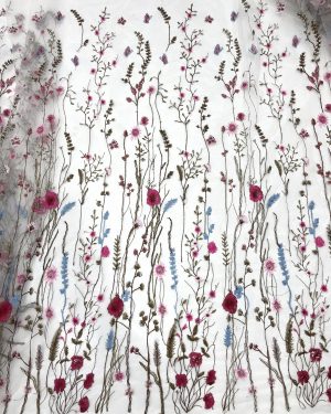 multi-color flower tulle floral mesh embroidery fabric