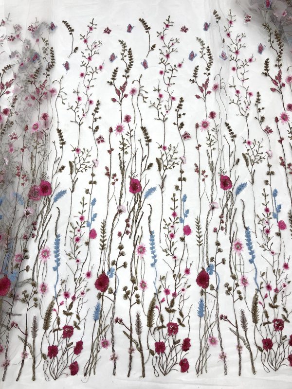 Multi-color Flower Tulle Floral Mesh Embroidery Fabric